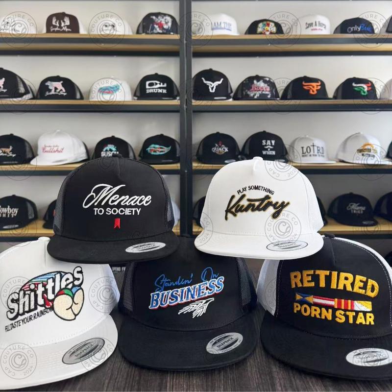 Mystery Hat Box - Five Randomly Picked Flat Brim Trucker Hats - Mystery Birthday Gift, Friend Gift, Mystery Box Challenge
